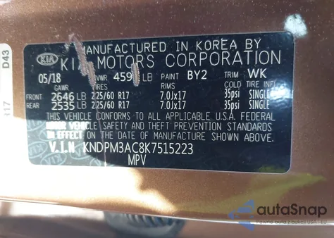 2019 Kia Sportage Lx z USA, uszkodzony, nr VIN KNDPM3AC8K7515223